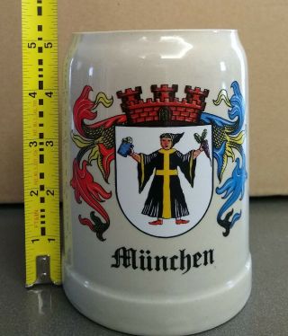 Vintage Gerz Ceramic Beer Stein Mug,  Munchen Monk 16oz,  Made West Germany