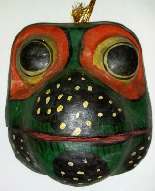Balinese Garuda Frog Mask Carved Wood Bali Wall Art Indonesia Mouth Opens