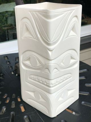 Northwest Coast Native Art Ceramic Bear With Salmon Vase.  Stunning