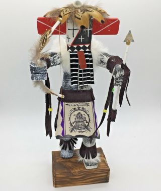 Warrior Dancer Kachina Doll 15 " Signed Handmade By Navajo Artist In Mexico