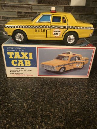 Vintage Yonezawa Battery Operated Mystery Action Taxi Cab Mode 13028