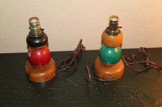 Set of Vintage Wooden Japanese Kokeshi Doll Lamps 2