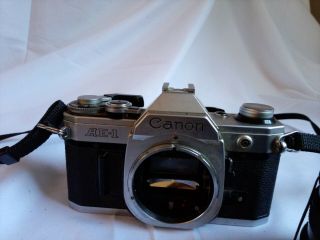 Vtg Canon Ae - 1 Film Camera Body Strap And Lens