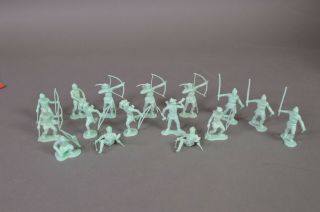 Marx 54 Mm Robin - Hood Figures - Light Green - Complete Set