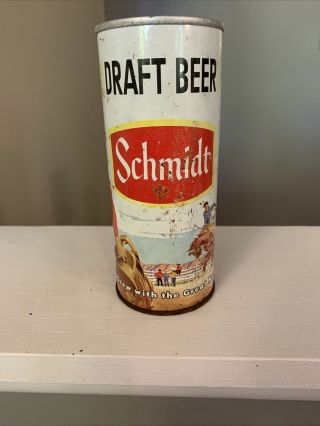 Schmidt Draft Beer " Cowboy/rodeo " 16 Oz.  Pull Top Beer Can - St.  Paul,  Minn.