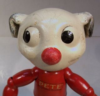 Vintage Pete The Pup Wood,  Segmented,  Jointed Cartoon Character By J.  L Kallus