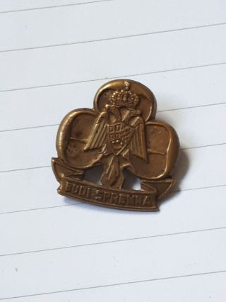 Vintage Serbian Girl Guide Promise Badge/ Girl Scout Enrolment Pin Pre - Ww2
