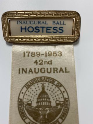 Vintage January 20 1953 Eisenhower - Nixon Inaugural Hostess Badge Ribbon w/Case 3
