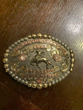 Champion Trophy Rodeo Buckle - 1986 All Around Cowboy