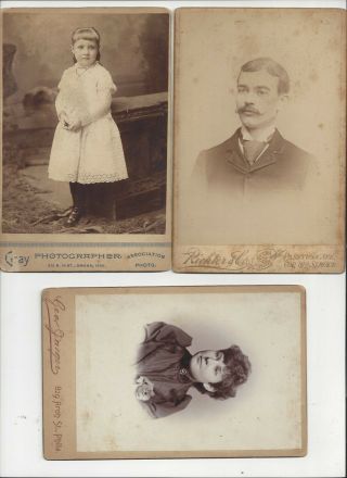 3 Old Cabinet Photos Dilworth Family Philadelphia Pa Lewis Anna & Laura Dilworth