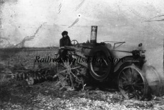 1910s 20s Photo Negative Michigantown Indiana Steam Tractor Steel Wheel