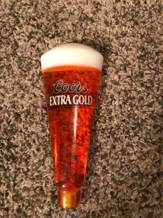 Coors Extra Gold Draft Acrylic Beer Glass Tap Handle Knob Man Cave Bar