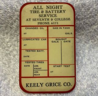 Vintage Large Oil Change Service Reminder Badge Keely Grice Co.