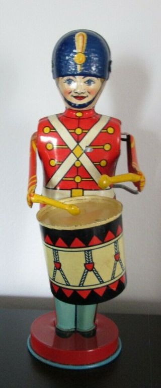 Vintage J.  Chein & Co.  Tin Wind Up Toy Tin Soldier Drummer In