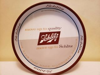 Vintage 1958 Schlitz Metal Beer 12 " Tray,  " Move Up To Quality "
