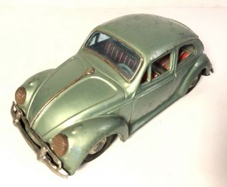 Vintage Bandai Tin Friction Volkswagen Beetle Bug Japan 8” Toy Car