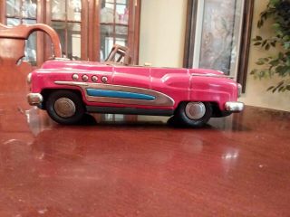 Vintage Tin Friction 1950s Buick Convertible Red Toy Car.  Made In Japan.  Masuda