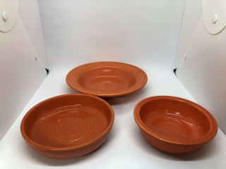 3 Vintage Fiesta Fiestaware Radioactive Red Orange Bowls