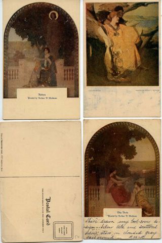 Vintage Color Lithograph Postcards Of Art By Arthur And Lucia Matthews
