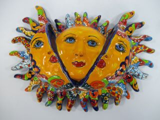 13 " Talavera Sun Dolores Hidalgo Colorful Ceramic Mexican Pottery Folk Art