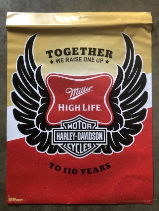 Miller High Life Beer Harley Davidson Poster -