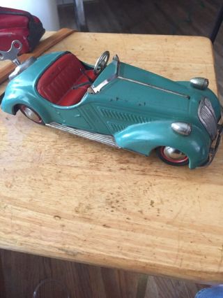 Distler Bmw D - 3150 Convertible 50s Tin Wind Up Clockwork Toy Car German Toy 9 "