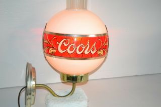 Vintage Coors Globe Lamp Wall Sconce Lighted Bar Sign Advertising Light