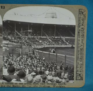 Scarce 1924 Stereoview Photo British Empire Exhibition Wembley Stadium Rodeo