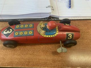 Vintage Marx Red Race Car Tin Litho Wind Up 3 Collectible Toy