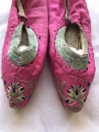 Antique Chinese Silk Embroidered Lotus Bound Feet Shoes/Slippers 3