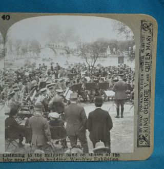 Scarce 1924 Stereoview Photo British Empire Exhibition Wembley Military Band