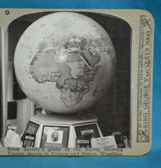 Scarce 1924 Stereoview Photo British Empire Exhibition Wembley Bible Soc.  Globe