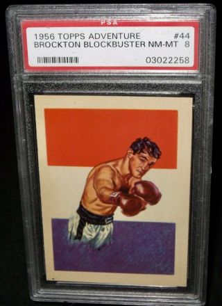 Psa 8 Nm/mt 1956 Topps Adventure Rocky Marciano Boxing Card 44 The Ring