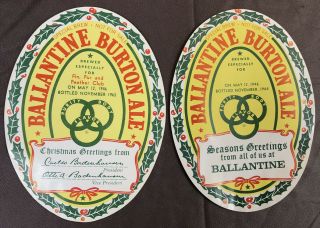 ‘63 ‘64 Ballantine Burton Ale Beer Special Brew Christmas Greetings Bottle Label