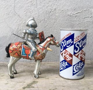 Vintage Made In Japan Mikuni Wind - Up Tin Litho Knight On Horse