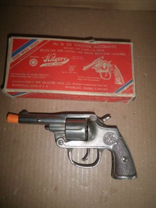 Great Old Cast Iron " Six Shooter " Toy Cap Gun By Kilgore 1935 In O/b
