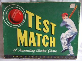 Test Match Cricket Board Game By John Sands.  1950s.  Box.
