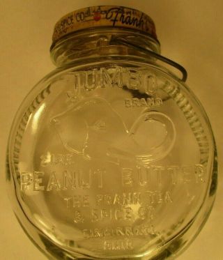 Vintage 2 Lb.  " Pantry Style " Jumbo Peanut Butter Jar Lid & Handle