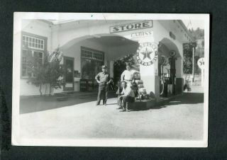 Vintage Photo Men Texaco Auto Service Station Sign Visible Gas Pumps Ca 419127