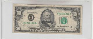1985 (b) $50 Fifty Dollar Bill Federal Reserve Note York Vintage Currency