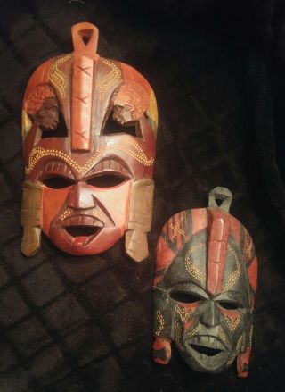 Authentic Set Of African Queen Masks (wood - Hand Made In Kenya)