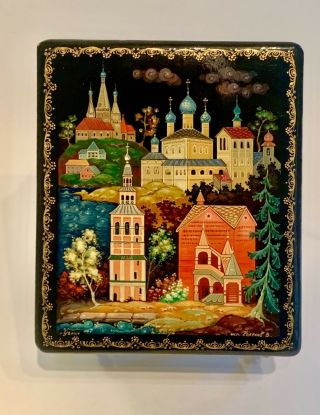 Russian Lacquer Box,  Kholui,  Village Of Uglich,  Signed By Kolesov,  Made In Ussr