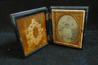 Ambrotype Blushing Girl 1/16 Plate In Full Case Glass Front