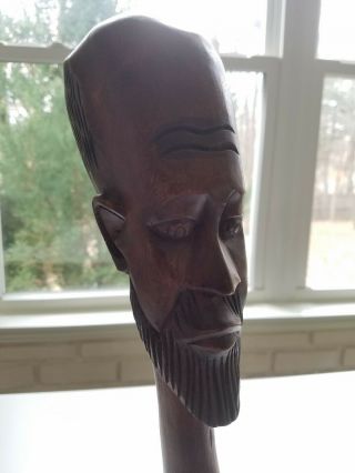 Vintage Wood Hand Carved African Male Tribal Head Bust Statue 17.  5in