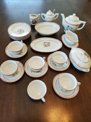 Vintage Porcelain Child’s Tea Party Dish Set 28 Piece Little Hostess Set Japan