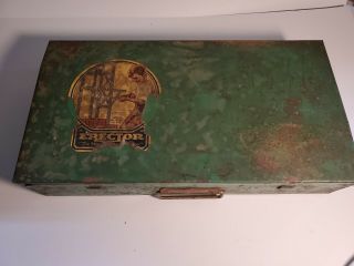 Vintage 1934 A C Gilbert Erector Set With Green Metal Case,  Instructions & Parts 3