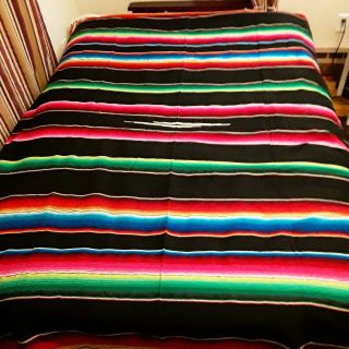 60 X 87 Large Bright Multi Color Large Serape Mexican Saltillo Throw Blanket