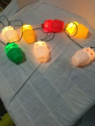 Vtg Blow Mold Wise Old Owl String Lights Party Patio Lites Rv Camper Fun