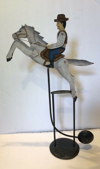 Sky Hook Balance Toy Cowboy On Horse Metal Vintage Pendulum Folk Art