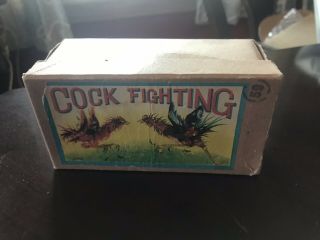 All ROOSTERS FIGHTING Wind Up Tin Toy Japan 1950 - MIB - 3